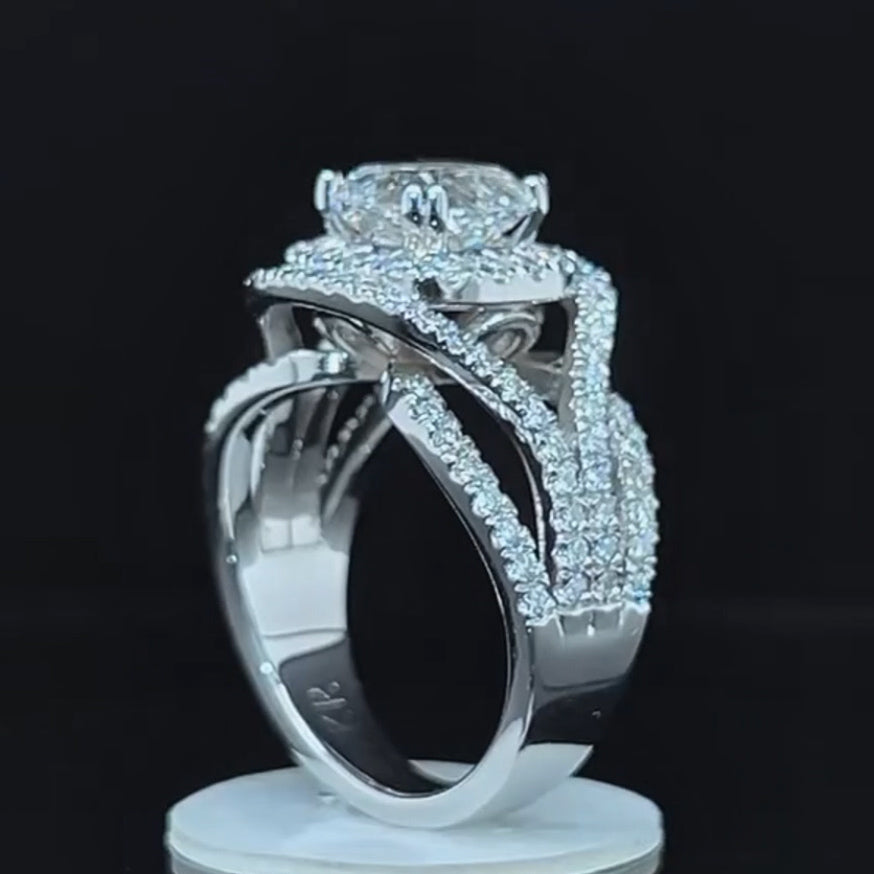 6.02ctw Cushion Cut Intertwined Stones Engagement Ring -JOSHINY