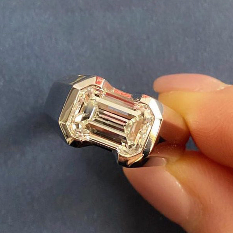 4.0ct Fine Emerald Cut Engagement Ring -JOSHINY