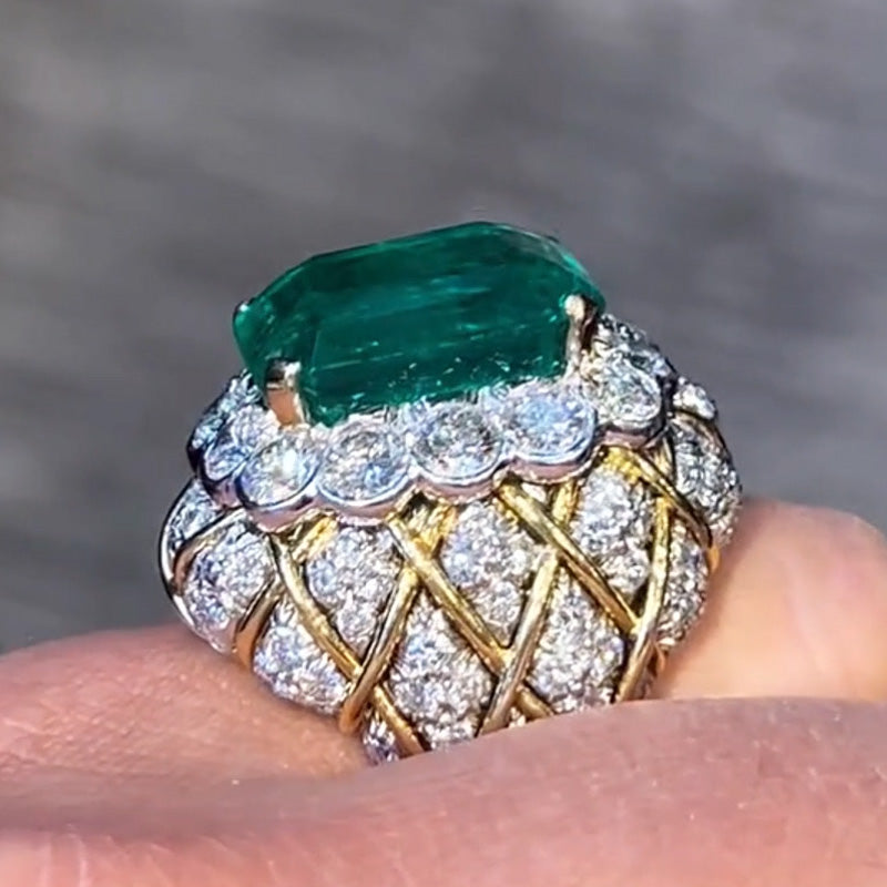 12.67ct Octagon Cut Gorgeous Emerald Ring -JOSHINY