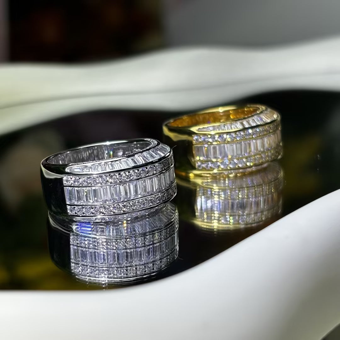 6.75 Ctw Baguette Cut White Cubic Zirconia 925 Sterling Silver Set Sparkling Band-JOSHINY
