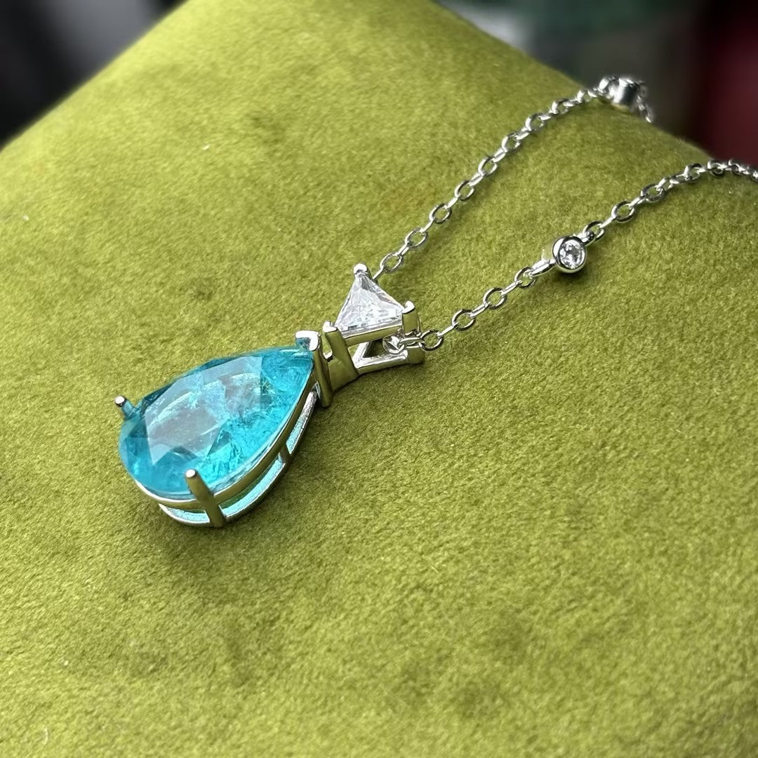 8Ctw Ocean Heart Pendant Necklace-JOSHINY