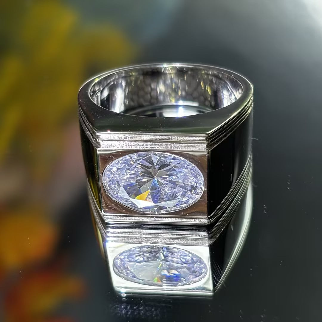 2.5Ct oval single stone men's ring-JOSHINY