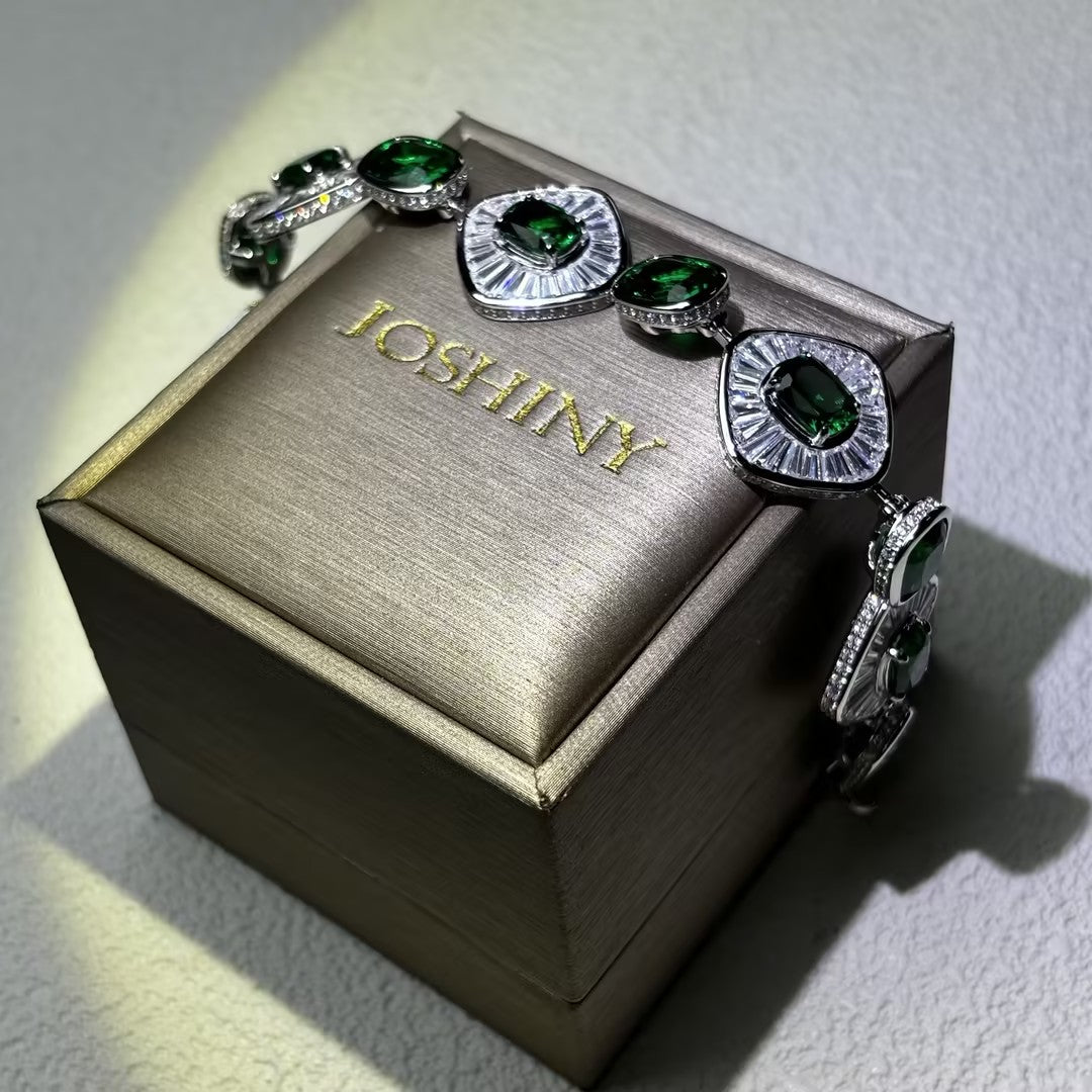 20Ctw cushion-shaped rectangular gemstone bracelet-JOSHINY