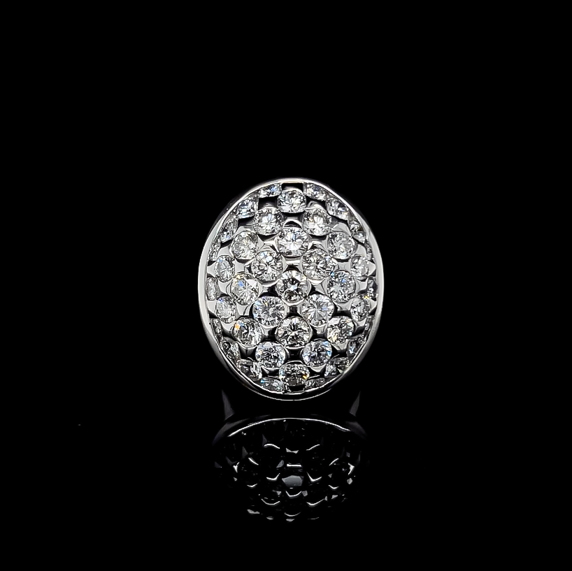 Gorgeous 2 ctw Round Cut White Gemstone Pavé Seal Ring -JOSHINY