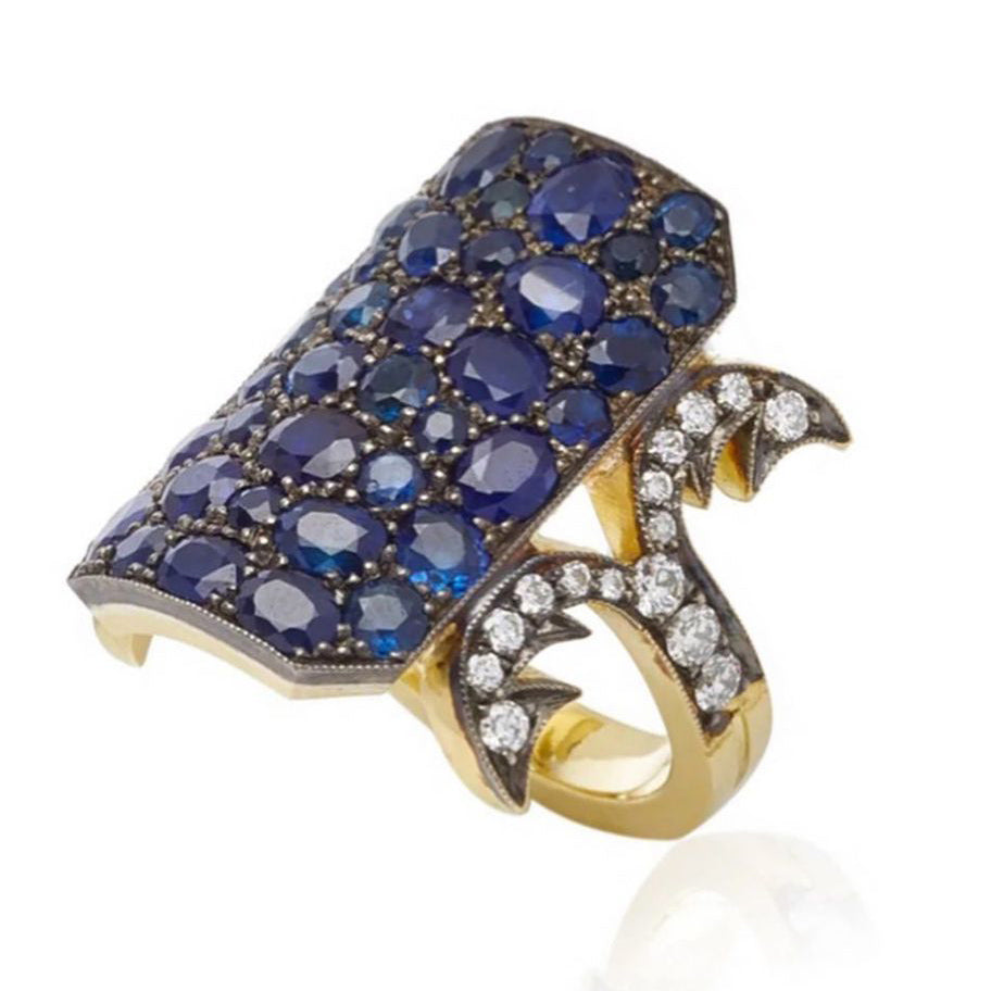 8ctw Vintage Blue Birthstone Long Finger Ring -JOSHINY