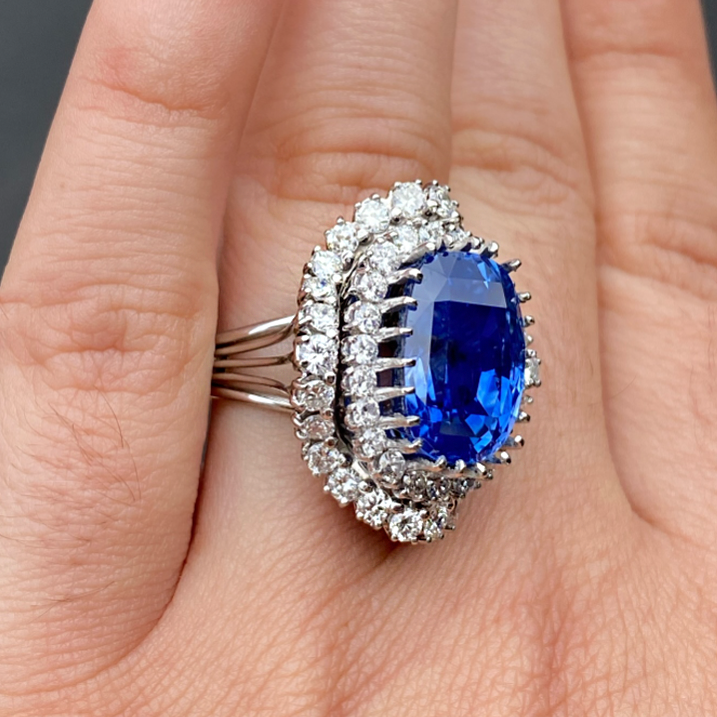 Gorgeous 8 ctw Cushion Cut Sapphire Cocktail Ring -JOSHINY