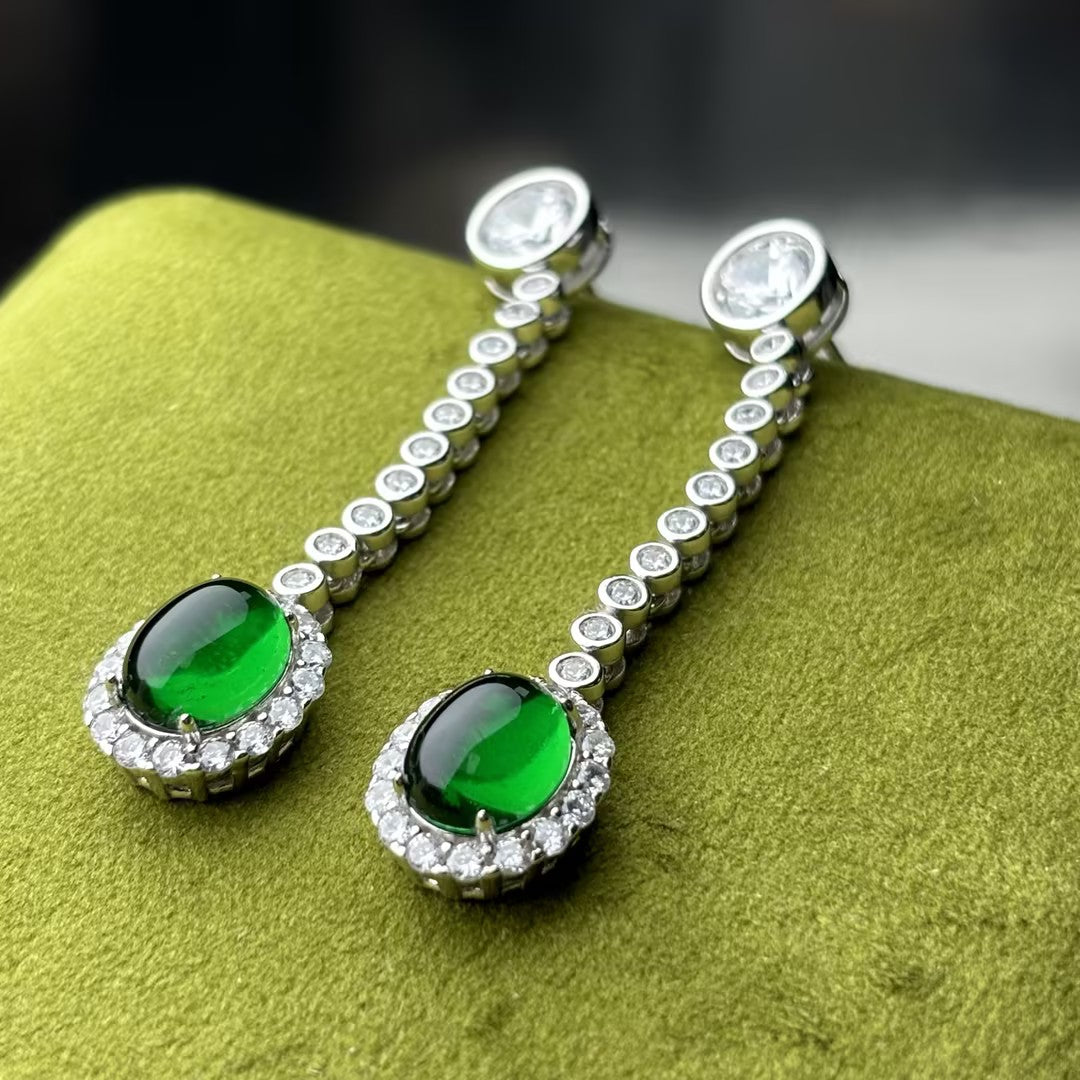 4.0Ctw Emerald Luxury Gemstone Earrings-JOSHINY
