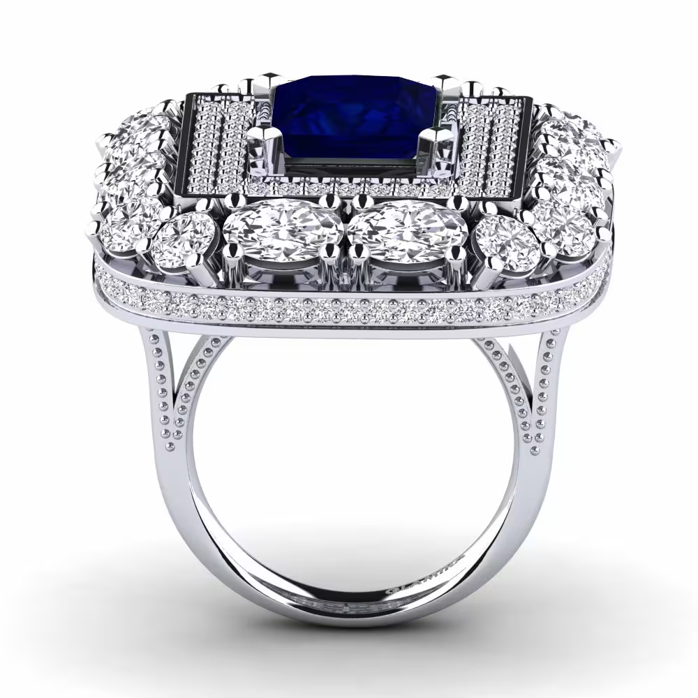 9.17ctw Smooth Square Halo Gemstone Engagement Ring -JOSHINY