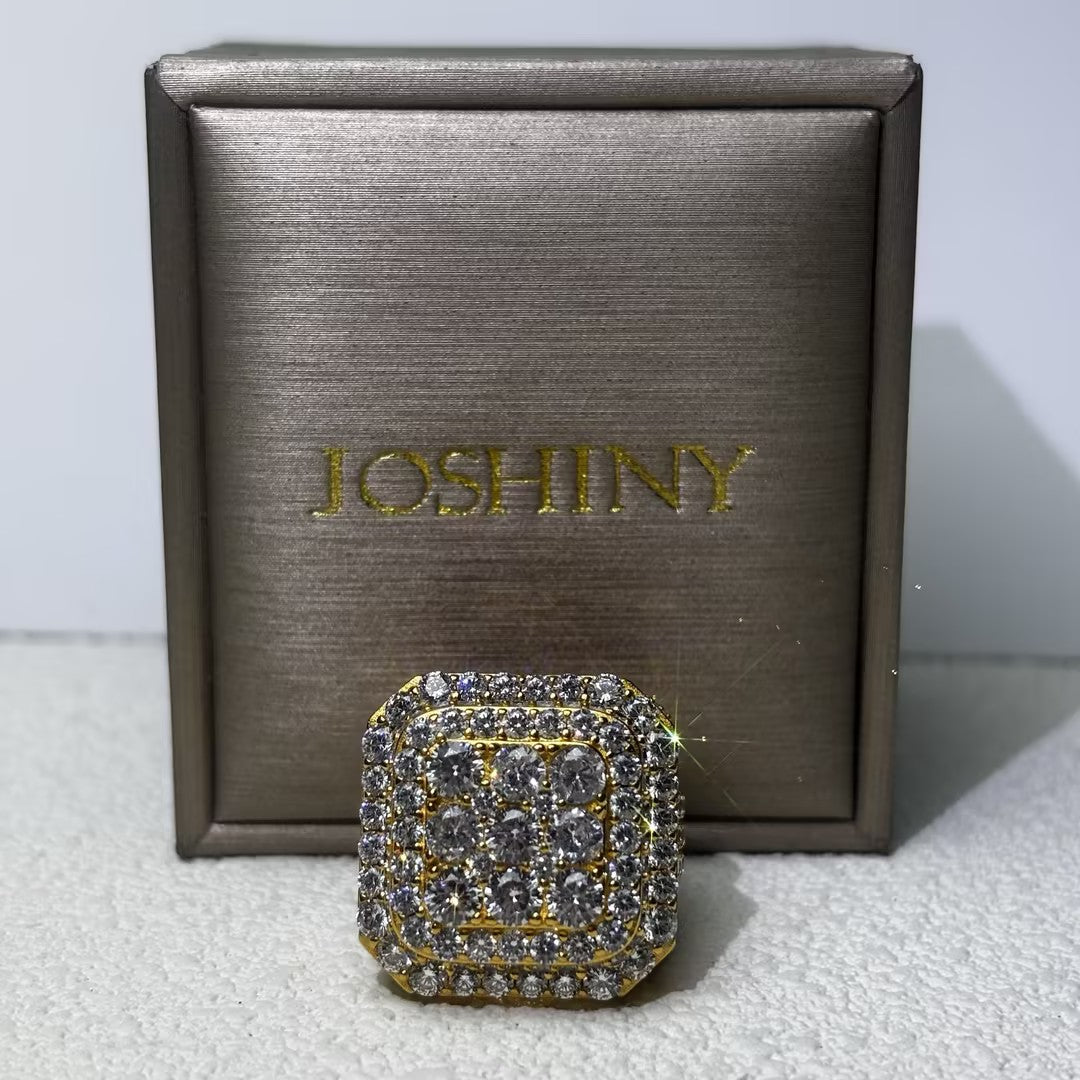 4.3 Ctw Round Cut White Cubic Zirconia 925 Sterling Silver men's ring-JOSHINY
