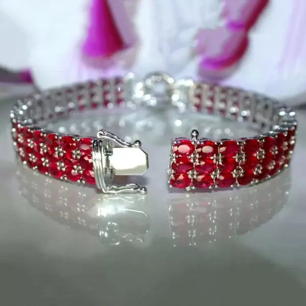 33ctw Ruby Vintage Pave Set Bracelet