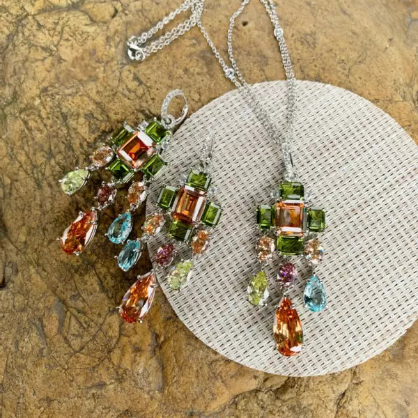 23ct Colored Gemstone Drop Earrings