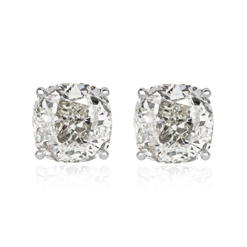 7.5ctw Classic Cushion Cut Halo White Gemstone Stud Earrings