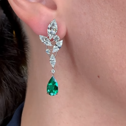 8ctw Pear Cut Emerald Geometric Earrings