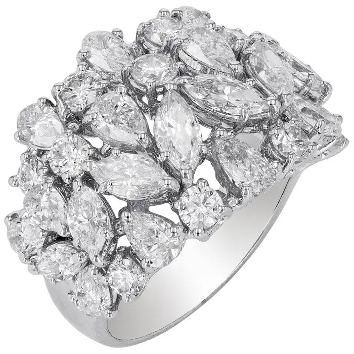 5 ctw Multi-Cut White Gemstone Cocktail Ring -JOSHINY