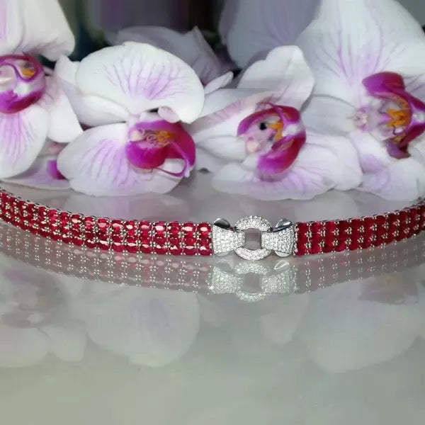 33ctw Ruby Vintage Pave Set Bracelet