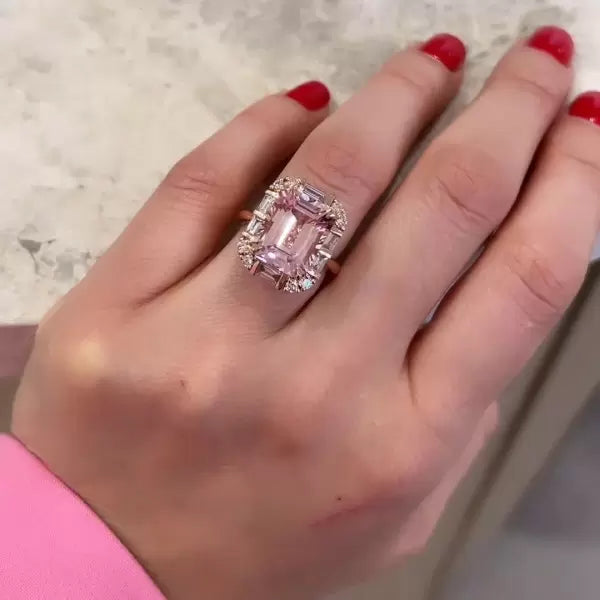 8.4ct Pink Emerald Cut Diamond Engagement Ring