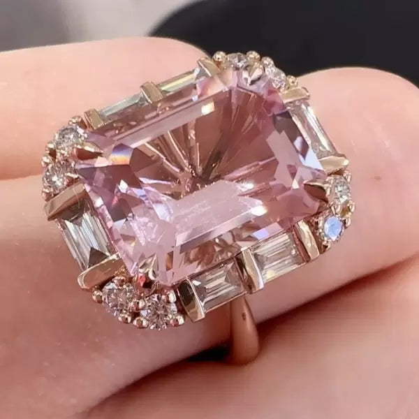 8.4ct Pink Emerald Cut Diamond Engagement Ring