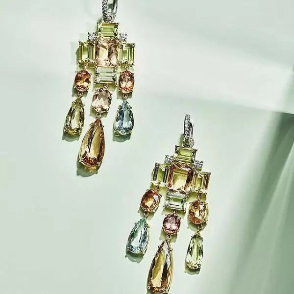 23ct Colored Gemstone Drop Earrings