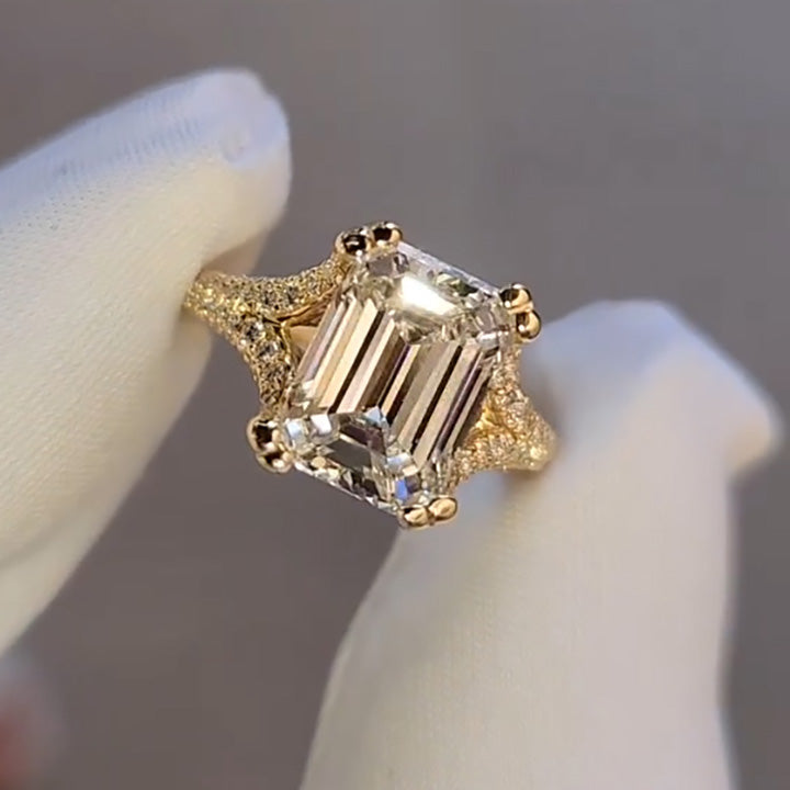 3ct Emerald Cut Split Shank Engagement Ring -joshiny