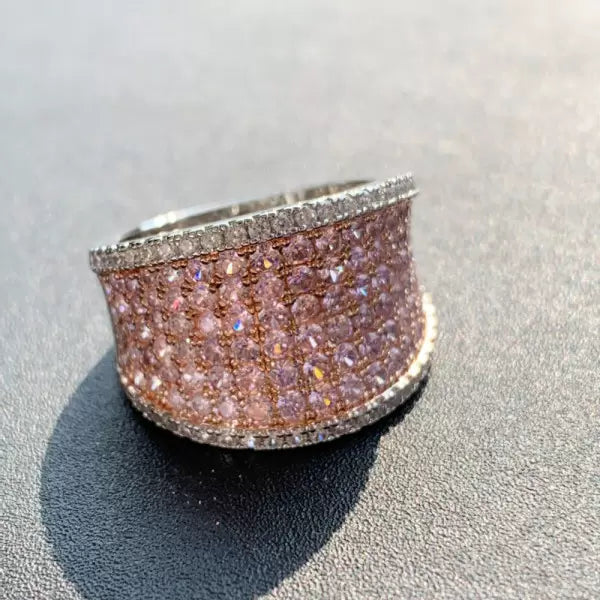 2.9ctw Pink And White Pave Set Ring