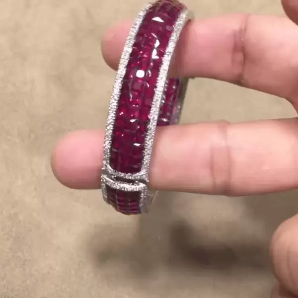 22.4ctw Invisible Set Full Hoop Ruby Bracelet