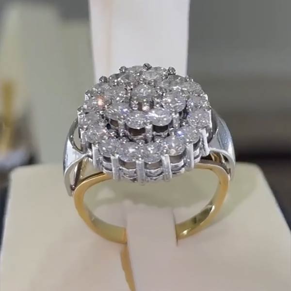 7.6ctw Round Double Cake Diamond Ring -JOSHINY