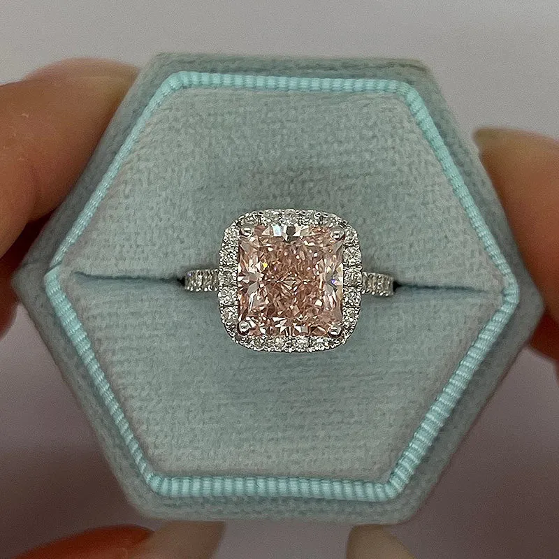 3 ctw Classic Radiant Cut Pink Gemstone Engagement Ring