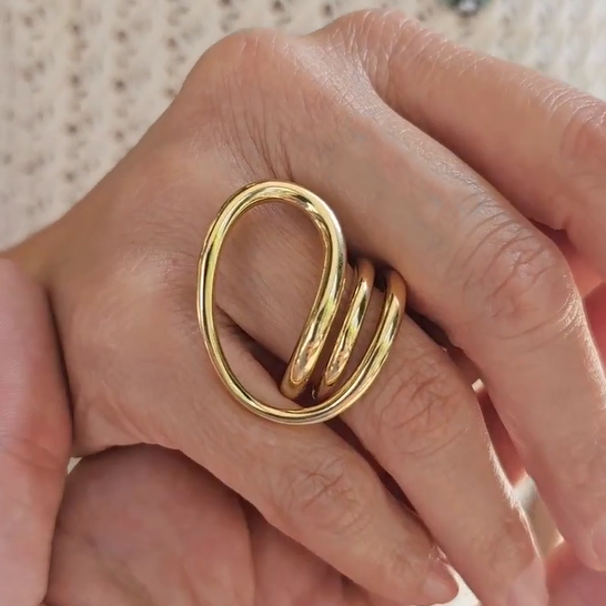 Stylish Minimalist Golden Geometric Ring -JOSHINY