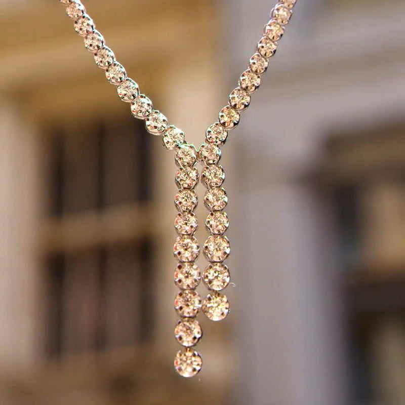 50ctw Linear Sparkling Slim Pendant Necklace -JOSHINY