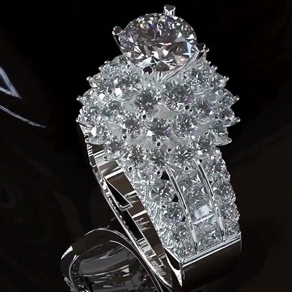 Deluxe 15 ctw Round Cut White Gemstone Engagement Ring -JOSHINY
