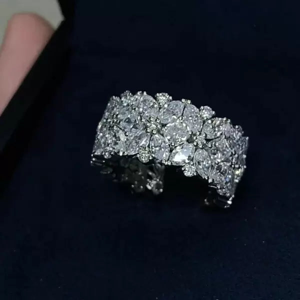 5.35ctw Marquise Cut White Gemstone Snowflake Ring