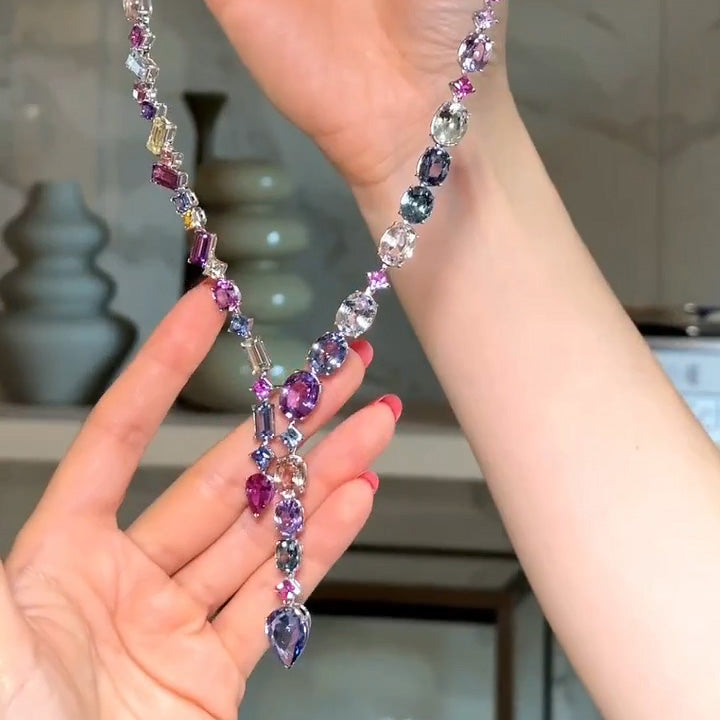 35ctw Purple Gemstone Necklace