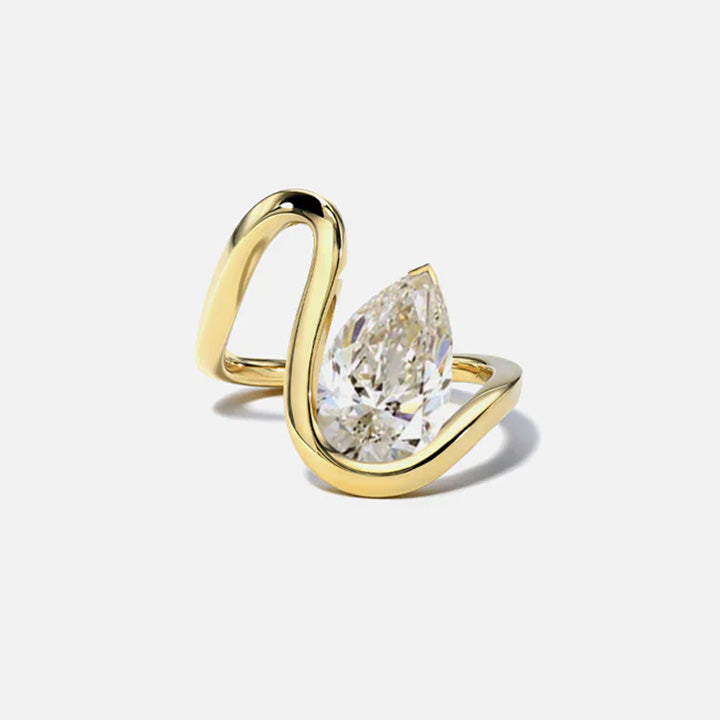 3ct Pear Cut Wave Engagement Ring -joshiny