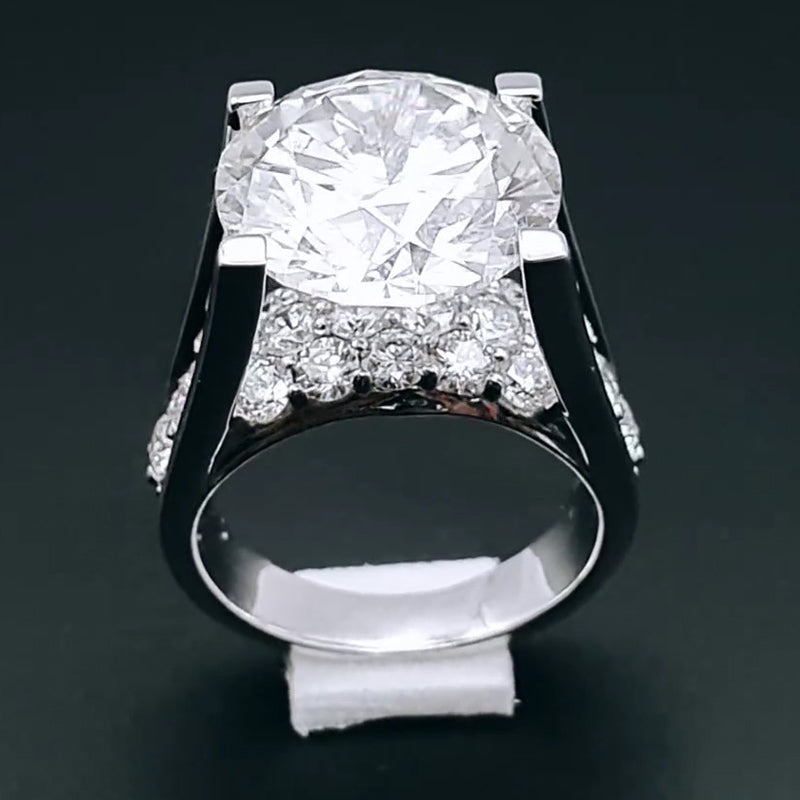 Elegant 8.0ct Wide Band Diamond Engagement Ring -JOSHINY