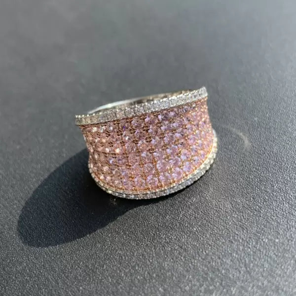 2.9ctw Pink And White Pave Set Ring