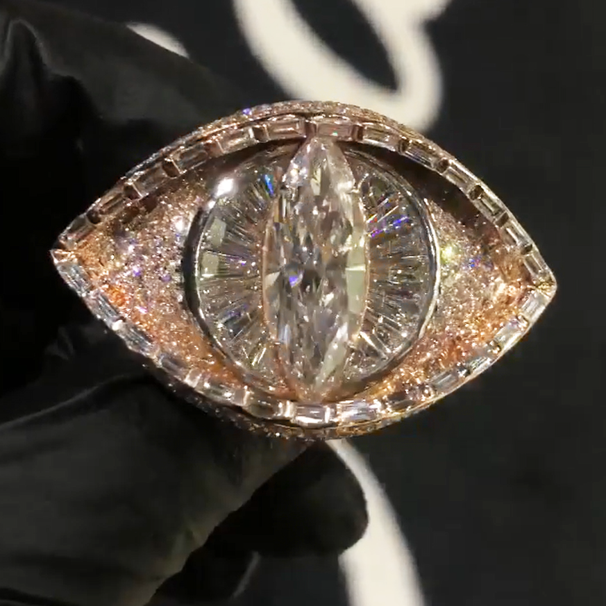 Luxurious 30 ctw Marquise Cut White Gemstone Devil's Eye Full Set Ring -JOSHINY