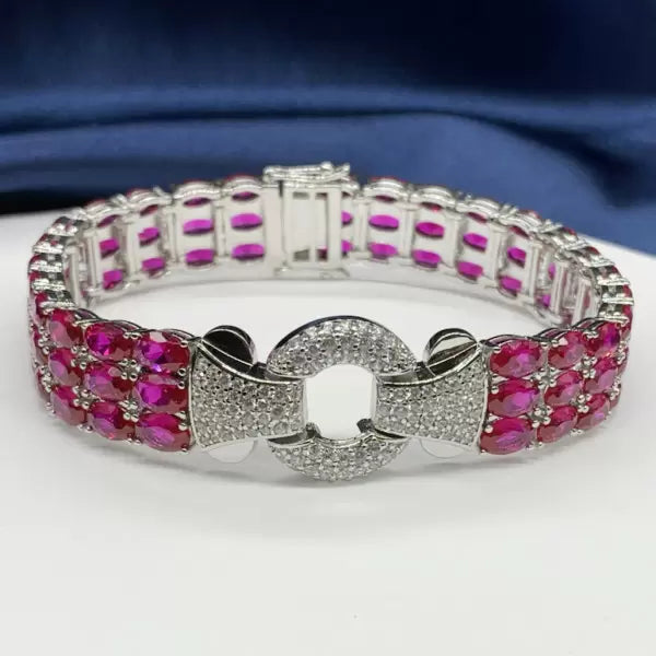 33ctw Ruby Vintage Pave Set Bracelet