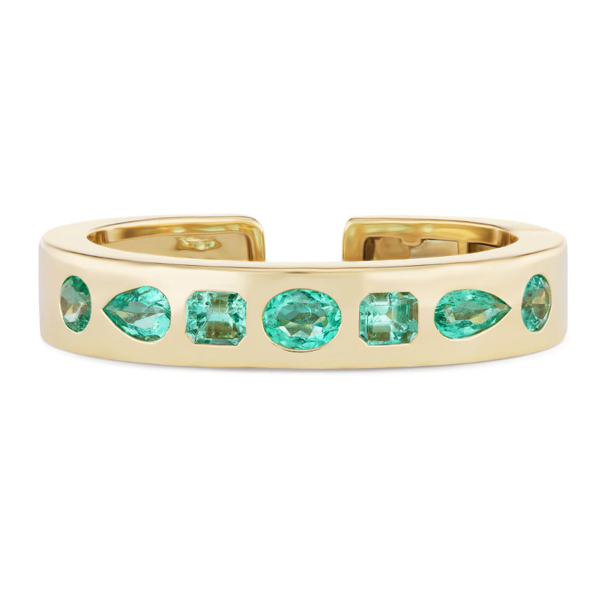 12ctw Multi-Cut Emerald Playful Geometric Cuff -JOSHINY