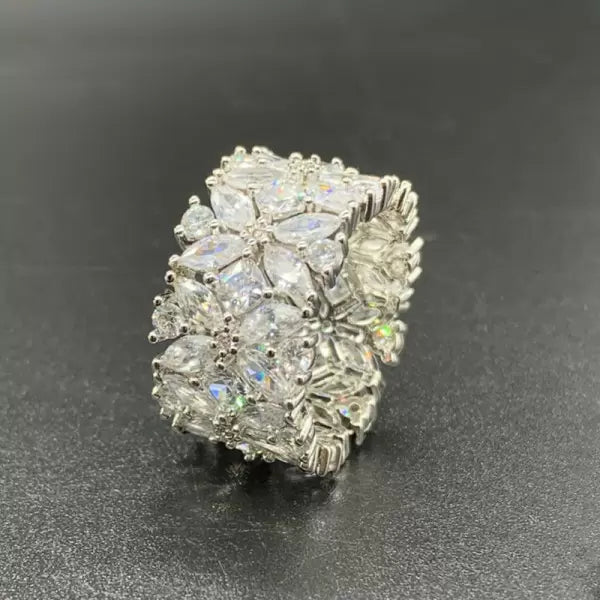 5.35ctw Marquise Cut White Gemstone Snowflake Ring