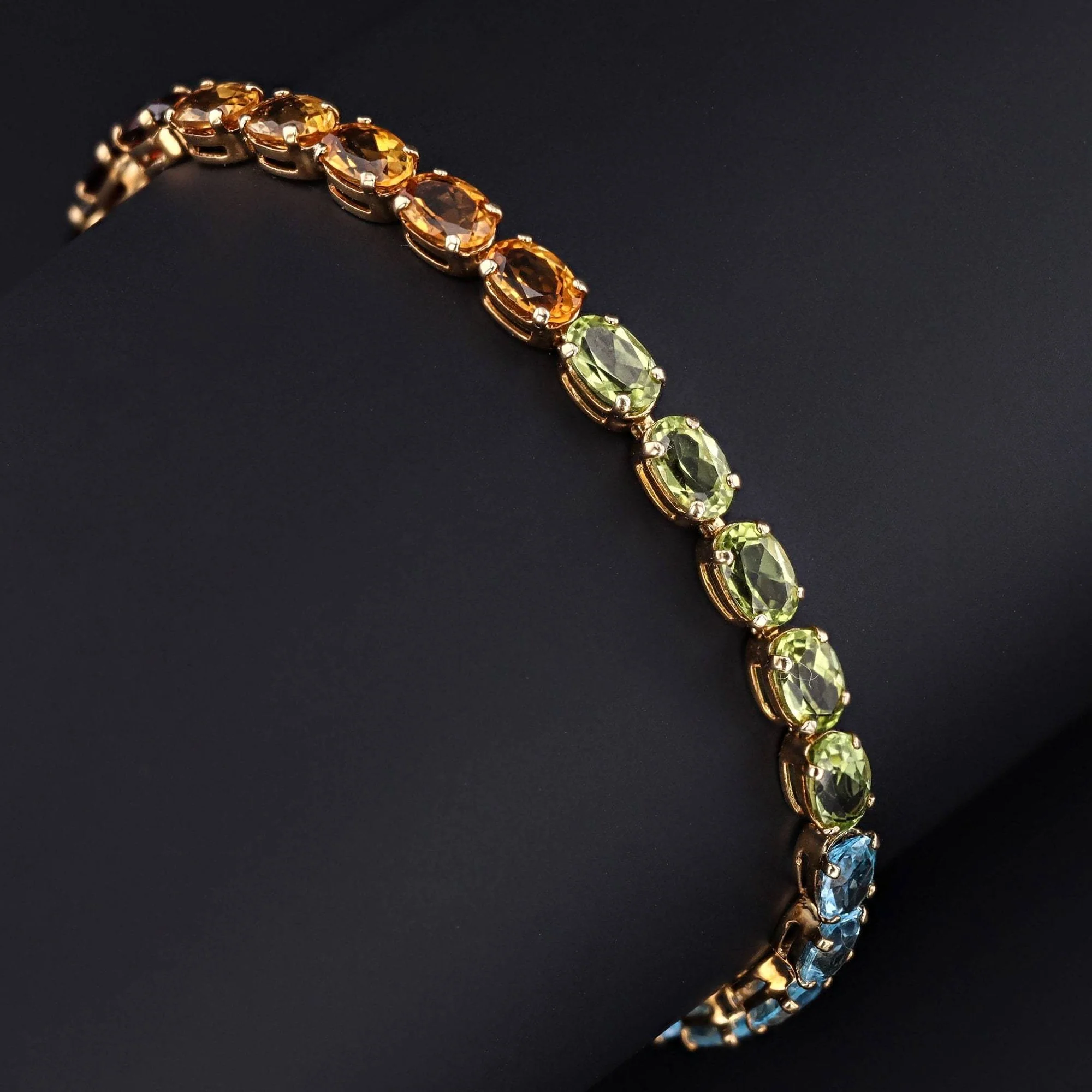 Oval Cut Multicolor Rainbow Tennis Bracelet-JOSHINY