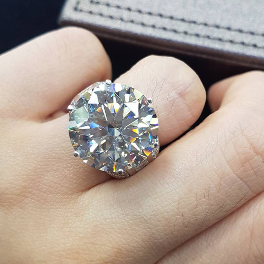 Precious 15 ctw Round Cut White Gemstone Engagement Ring -JOSHINY