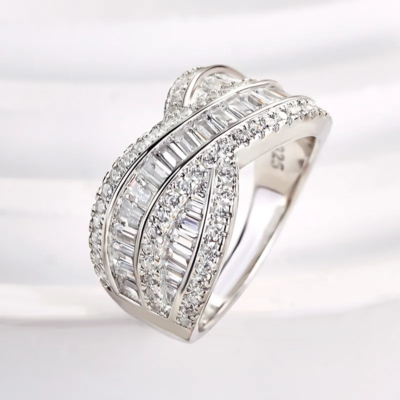 Emerald Cut Pave Charming Cross Wedding Band