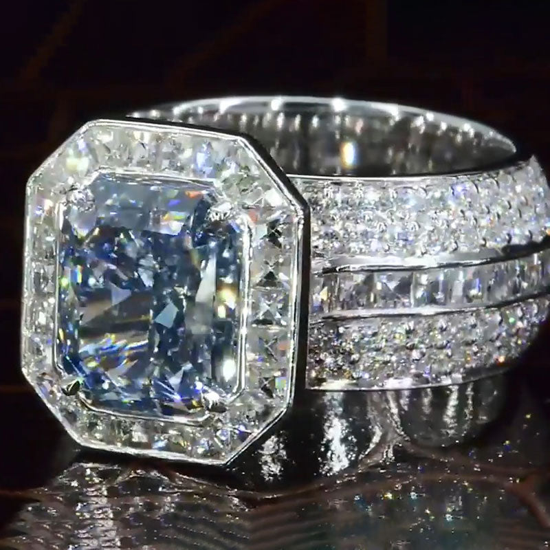 5.5ct Vivid Fancy Blue Diamond Engagement Ring -JOSHINY