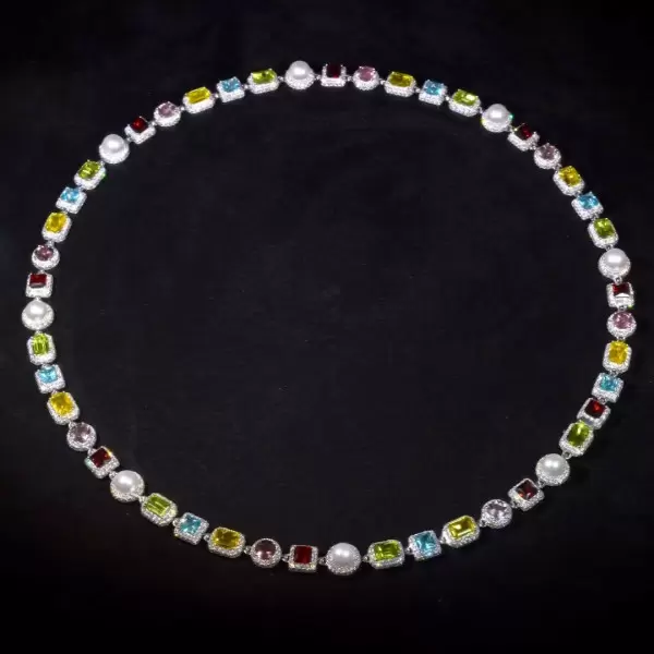 90ctw Multi-colour Gemstone Necklace-JOSHINY