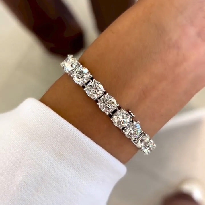 30ctw White Round Cut Tennis Bracelet -joshiny