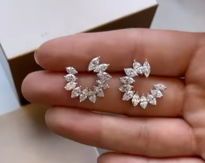 5.3ctw Marquise Cut White Gemstone Modern Earrings