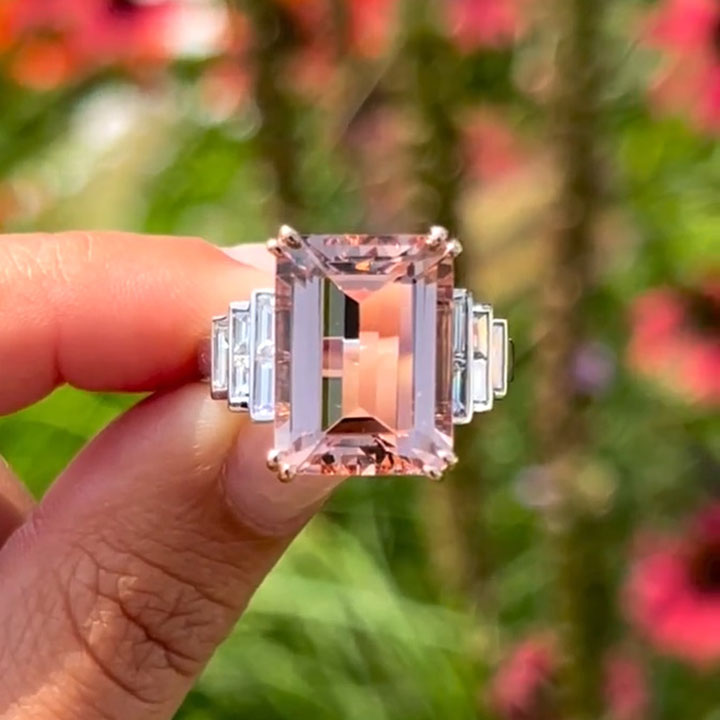 6.0ct Pink Morganite Step Ring -JOSHINY