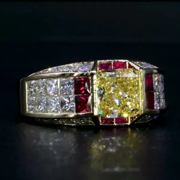 5.6 ctw Avant-Garde Yellow Princess Cut Gemstone Ring