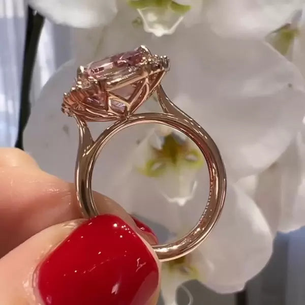 8.4ct Pink Emerald Cut Diamond Engagement Ring