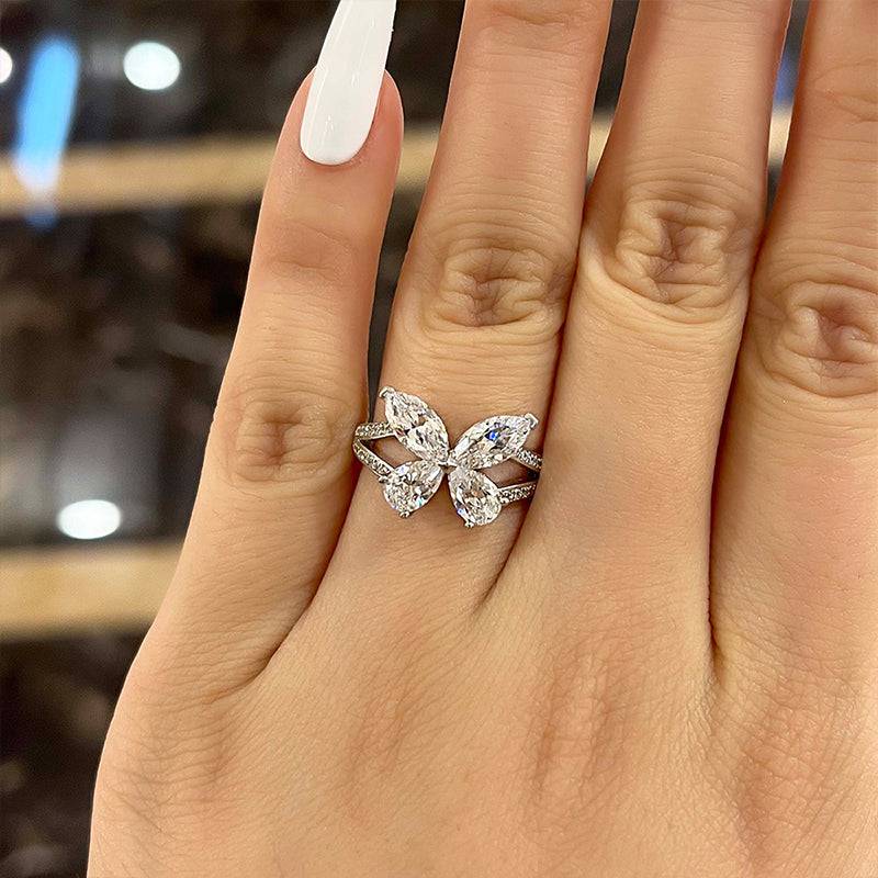 2.0ctw Butterfly Design Sterling Silver Promise Ring -JOSHINY